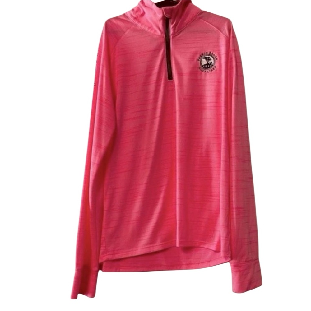 Under Armour Pink Pebble Beach Long-Sleeve Heatgear Loose 1/4 Zip Golf Shirt L